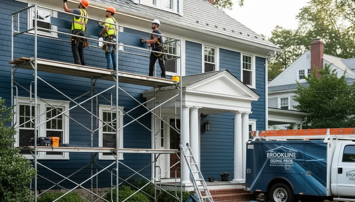 Vinyl siding installation for Boston, MA home exterior by a professional siding contractor