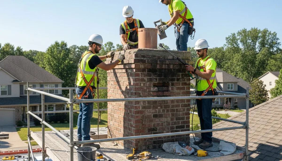Boston, MA chimney repair inspection for cracks, leaks, and masonry damage on a home exterior