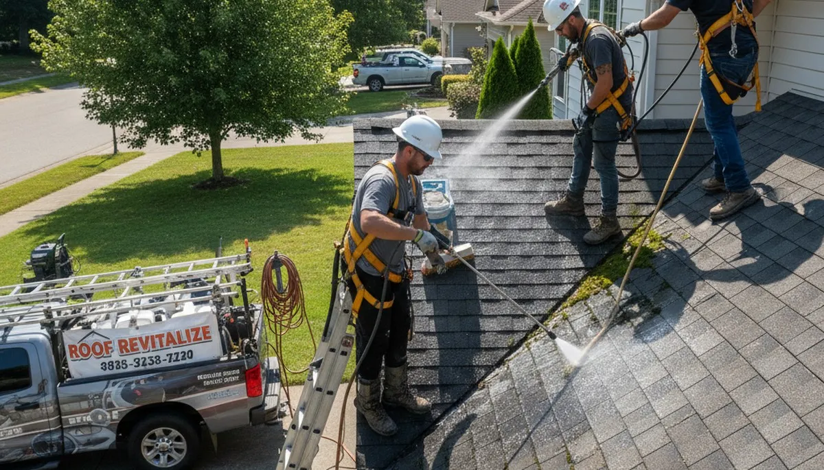 Boston, MA roof cleaning for siding business, removing moss and debris to protect curb appeal