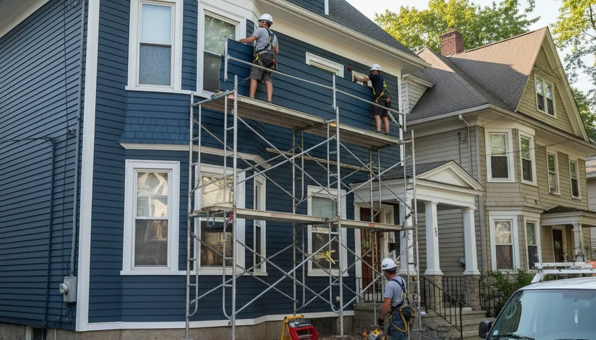Vinyl siding installation in Boston, MA for a residential exterior upgrade